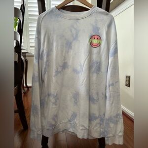 Men’s H&M x Smiley 50th Anniversary Blue/White tie-dye Crewneck Sweatshirt XL